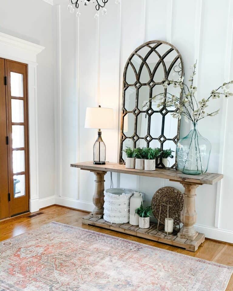 Stained Wood Entrance Console Table