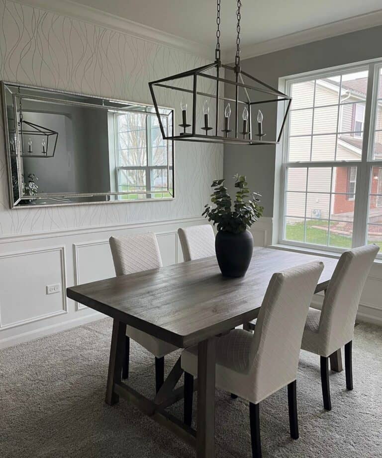 Stained Wood Rectangular Modern Dining Table