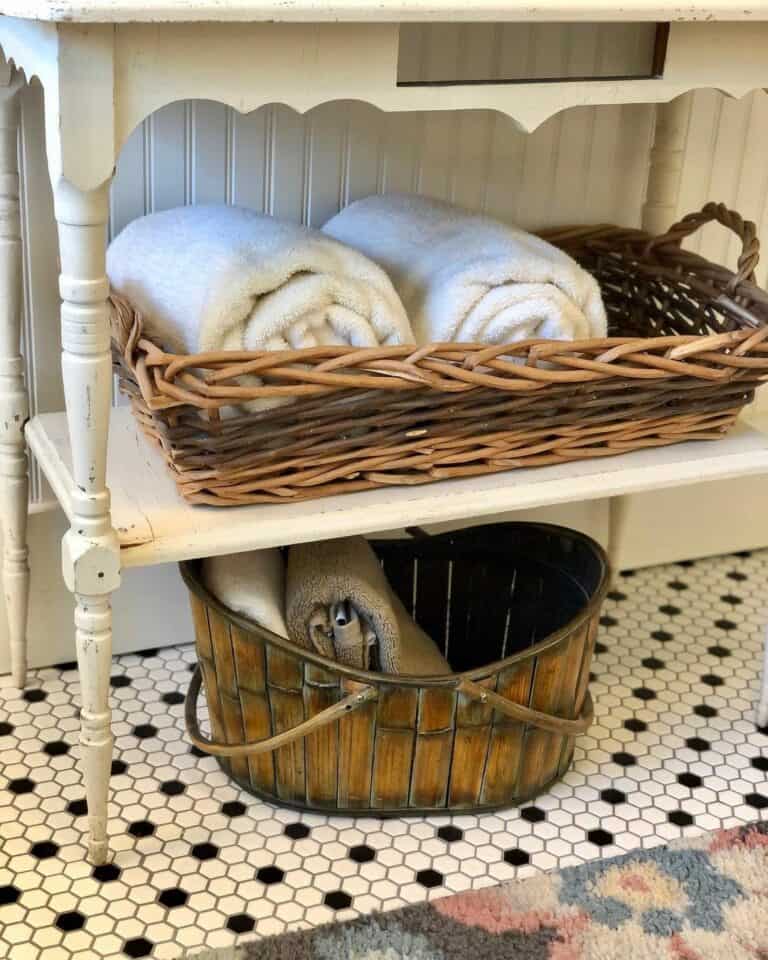 Storing Towels in a Vintage Watercloset