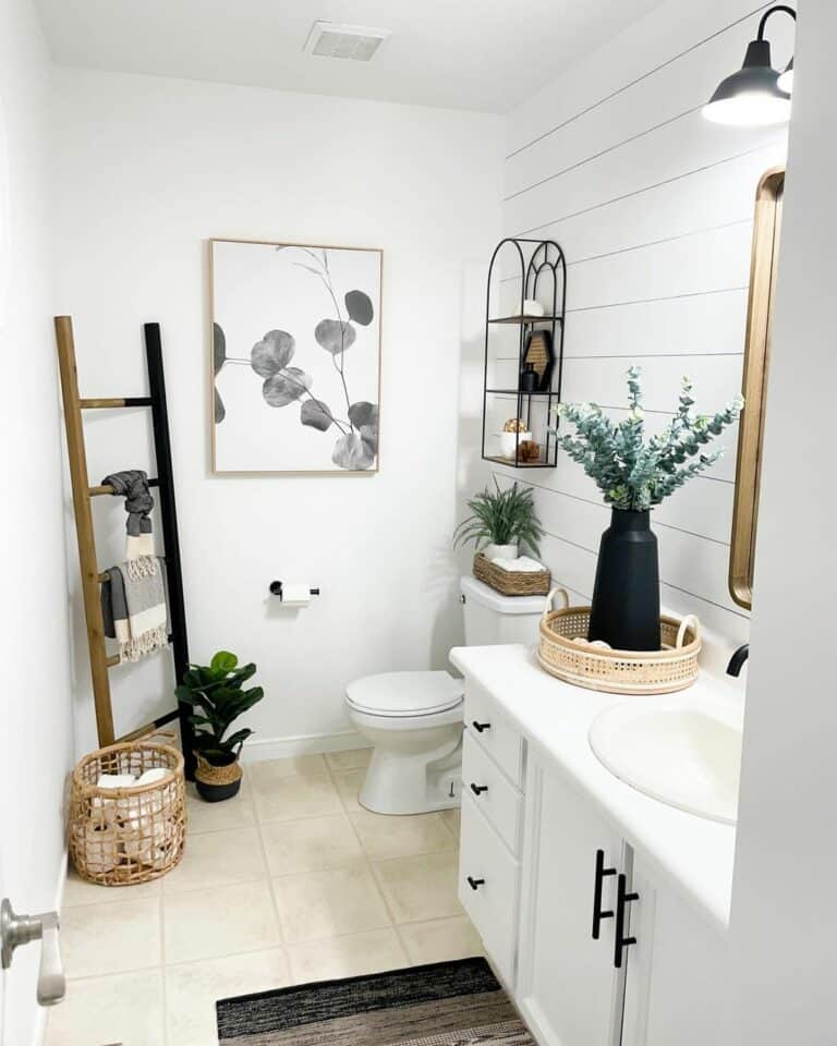 Styling a Half Bath With Black and White Farmhouse Décor