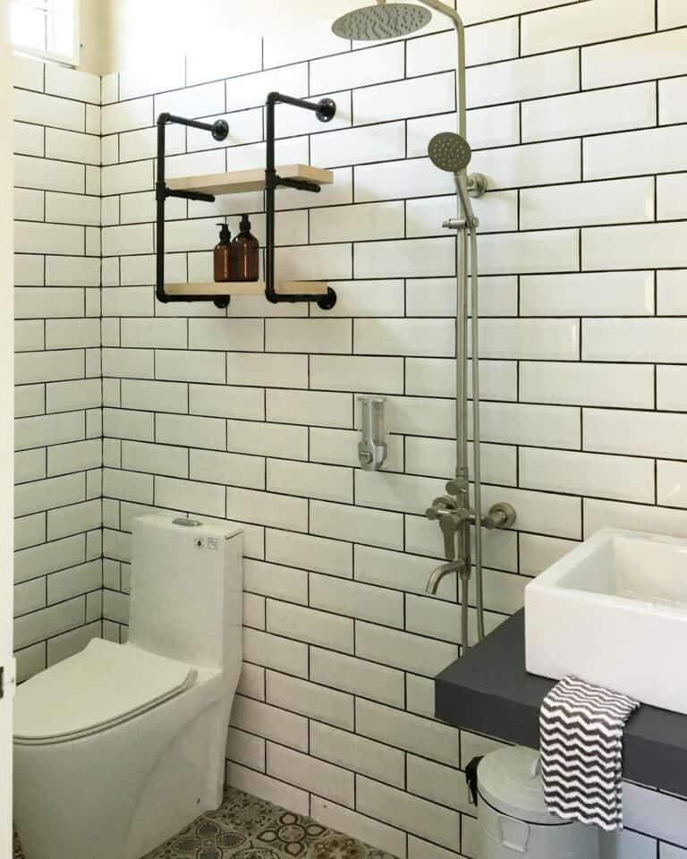 Subway Tile Bath With Frameless Shower