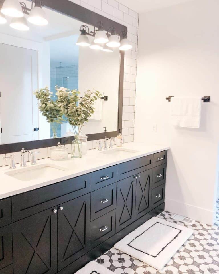 Subway Tile Behind Vanity Mirror