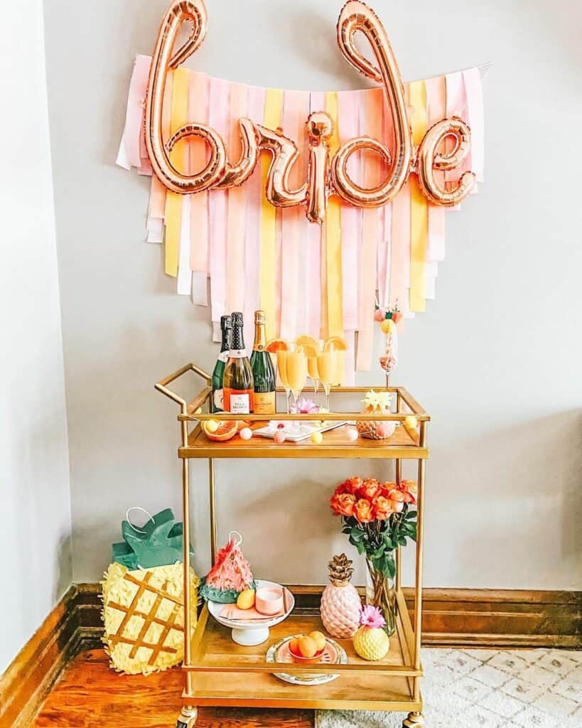 Themed Party Decorations Incorporating a Bar Cart