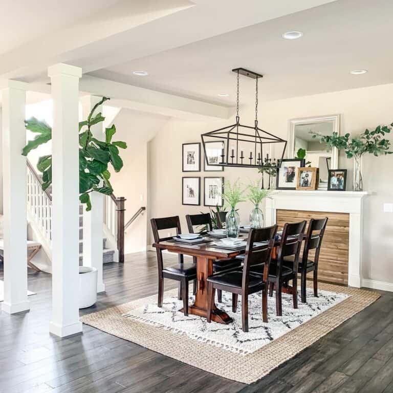 Townhome Fireplace Dining Room Décor