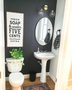 Trendy Décor Around Pedestal Sink
