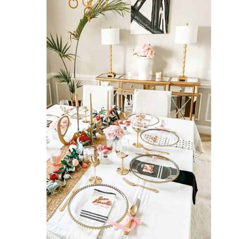 Valentine’s Day Table With Brass Embellishments
