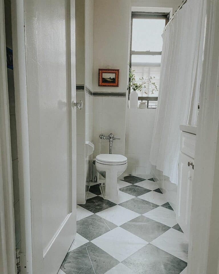 Vintage Checkered Bathroom Floor Tile Ideas