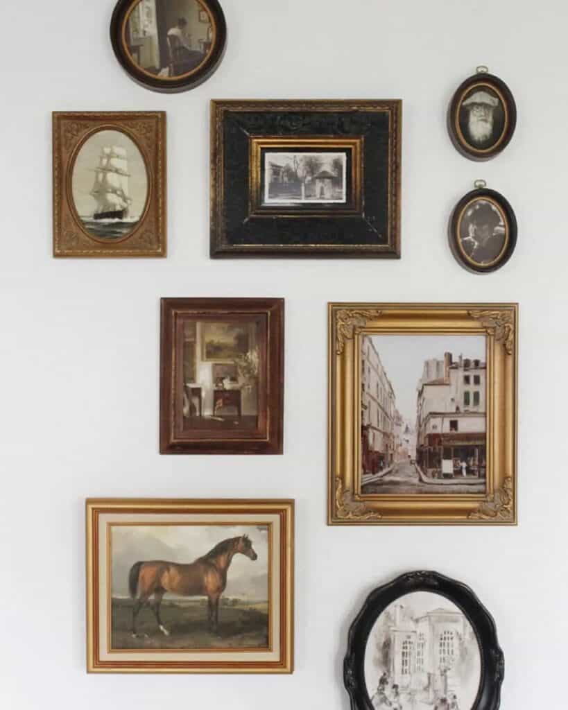 Vintage Farmhouse Wall Collage With Antique Portraits