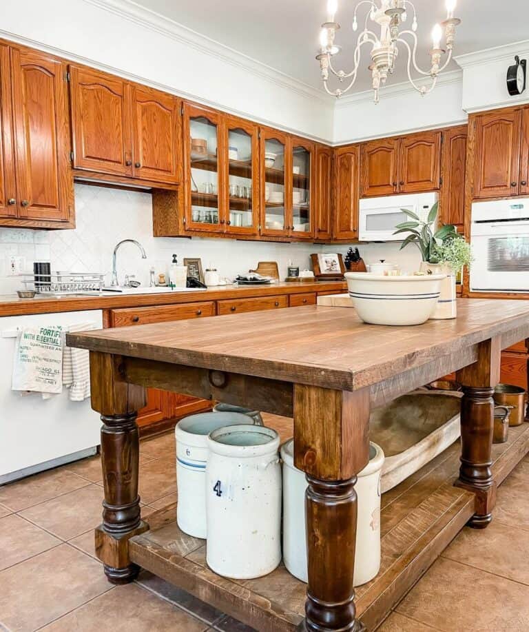 Vintage Kitchen With Reclaimed Wood Island