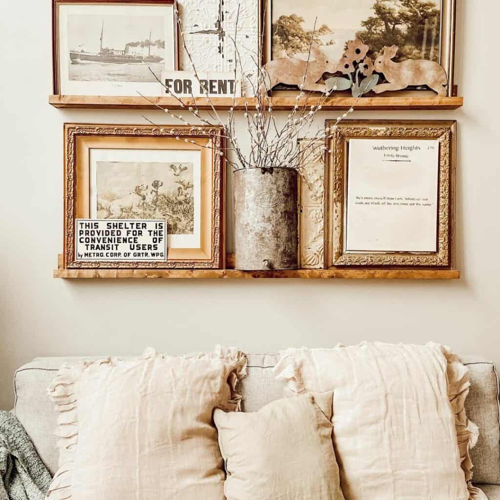 Vintage Photo Display To Install Above a Sofa