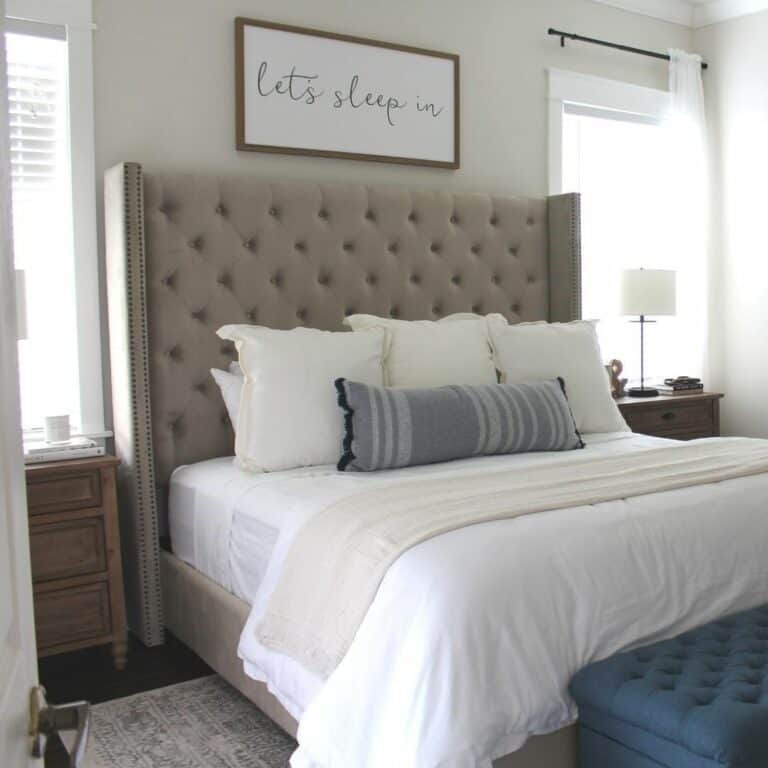 Wall Décor Over a Tufted Headboard