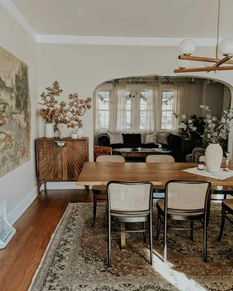 Warm Dining Room With Organic Contemporary Furnishings