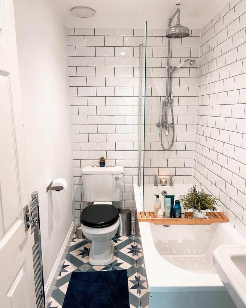 White Bathroom With Tiled Walls