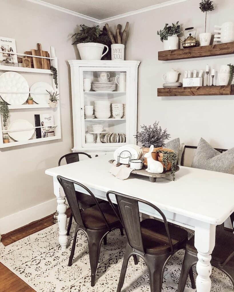 White Dining Room Glass Front Corner Hutch