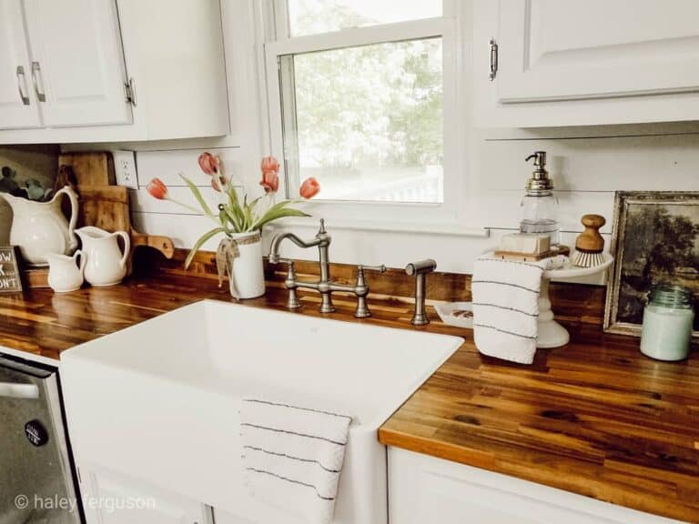 White Farmhouse Sink Display