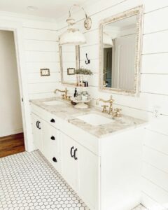 White Horizontal Shiplap Bathroom Walls