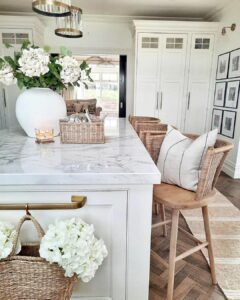 White Hydrangea Centerpiece for a Farmhouse Kitchen