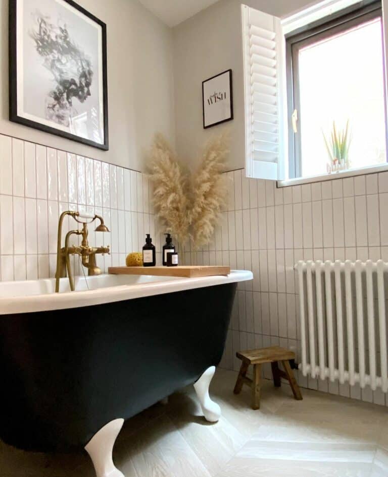 White Vertical Tile Bathroom Wainscoting