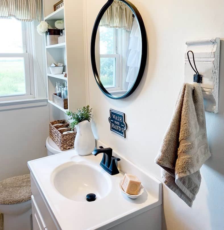 Bathroom Shelf Organizer With Towel Hooks Modern Farmhouse 