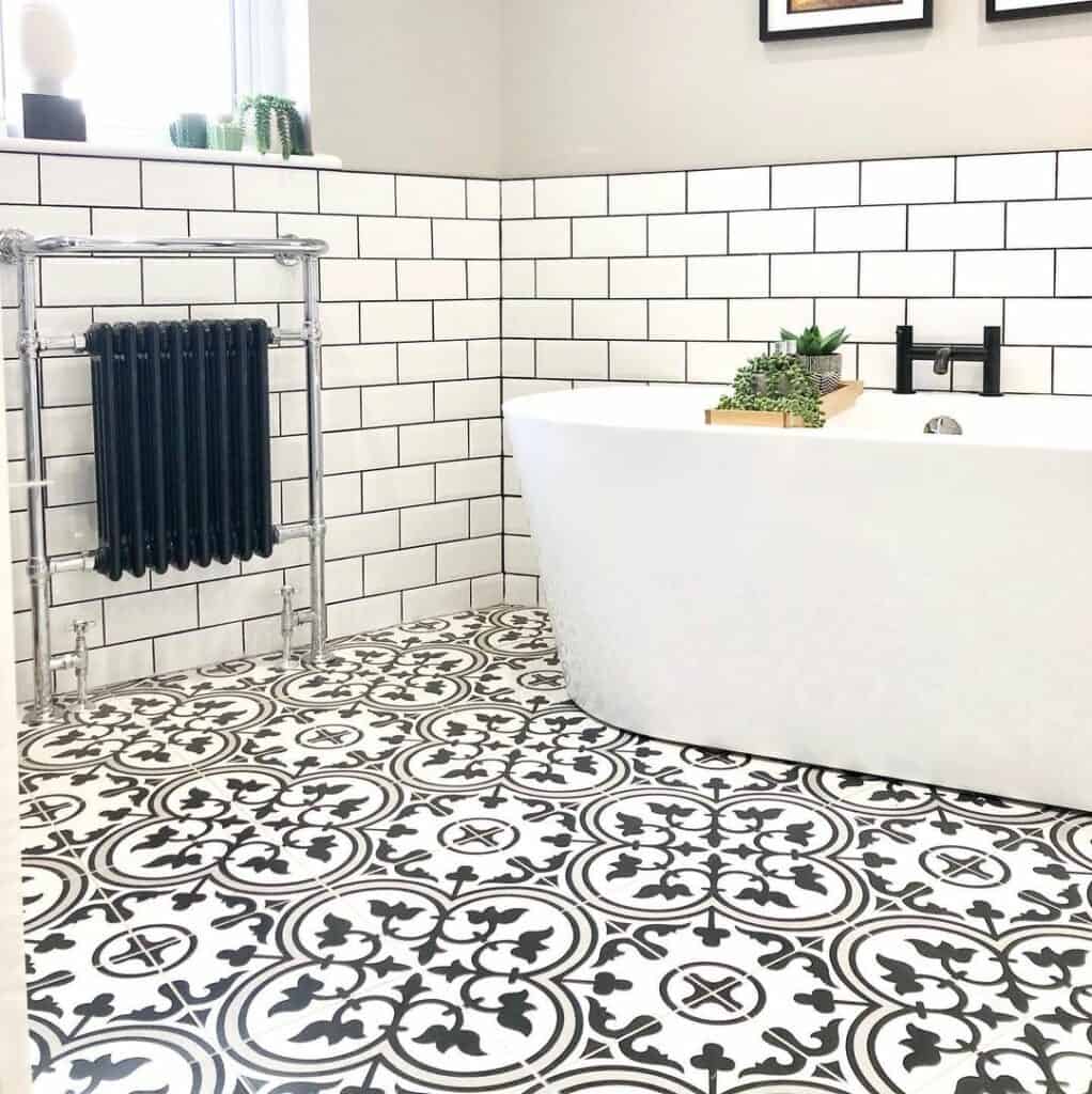 White and Black Mosaic Bathroom Tiles