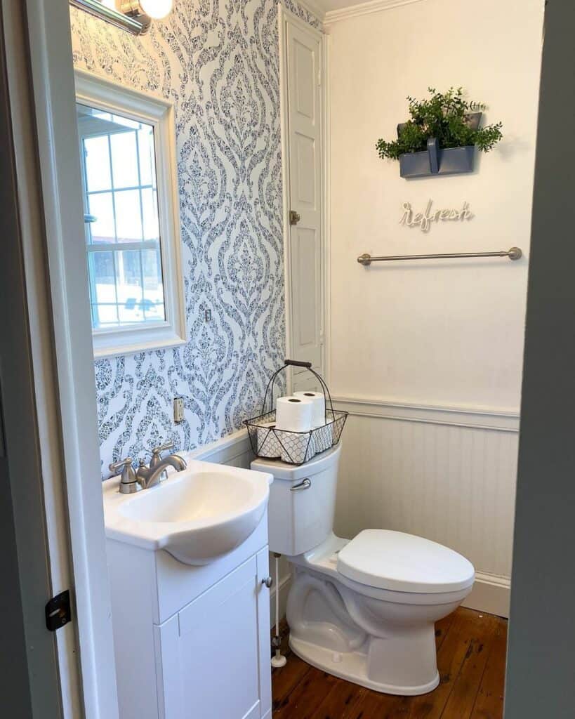 White and Blue Wallpaper Feature Wall Soul & Lane