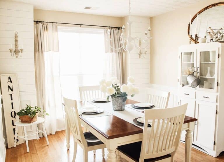 White and Bright Rustic Dining Room