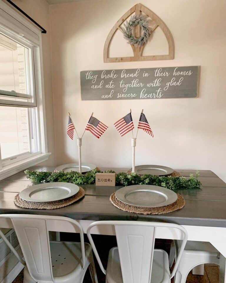White and Wood Patriotic Table