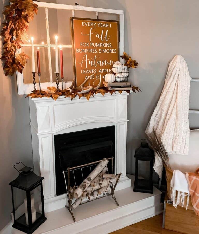 Wood Stacking Tray for Autumnal Fireplace