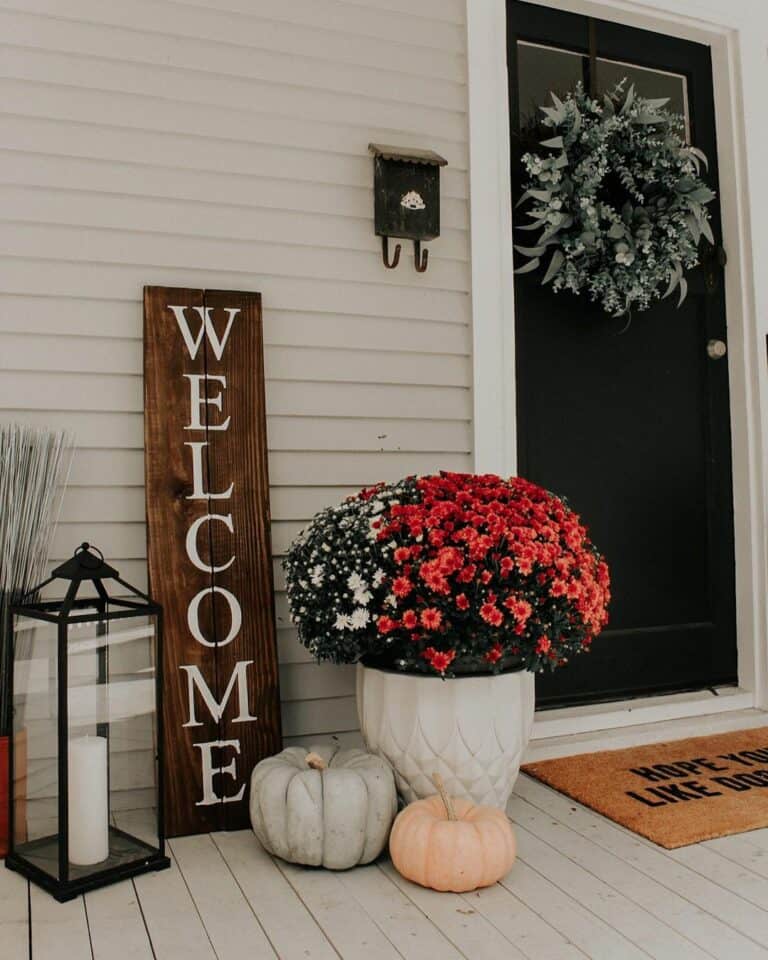 Wood Welcome Porch Sign With White Lettering