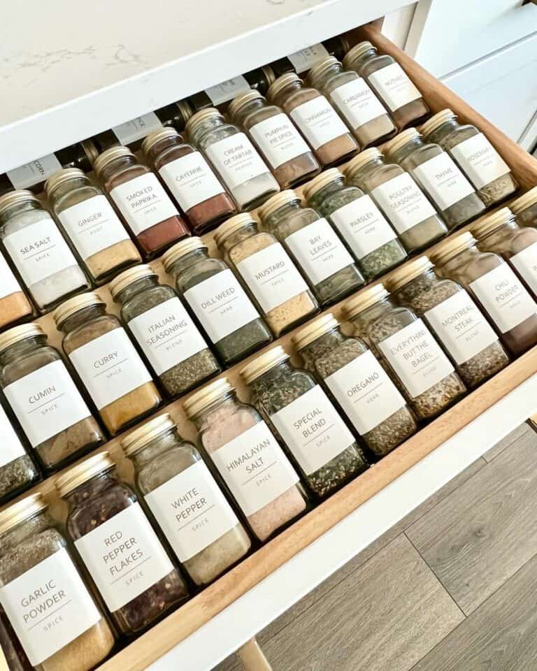 Wooden Drawer Backdrop for Labeled Bottles