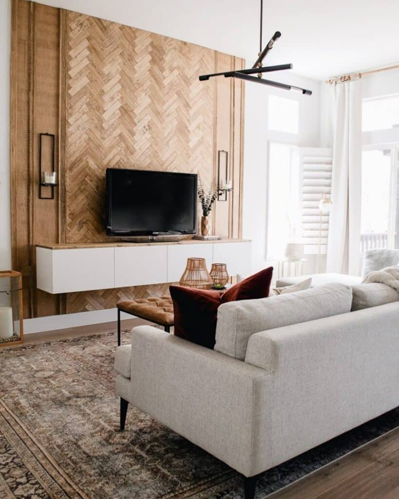 Wooden Herringbone Accent Wall Inspiration