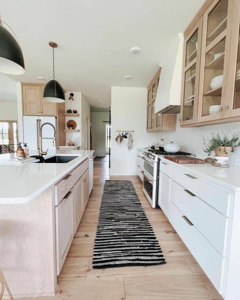 Woodsy Black and White Modern Kitchen