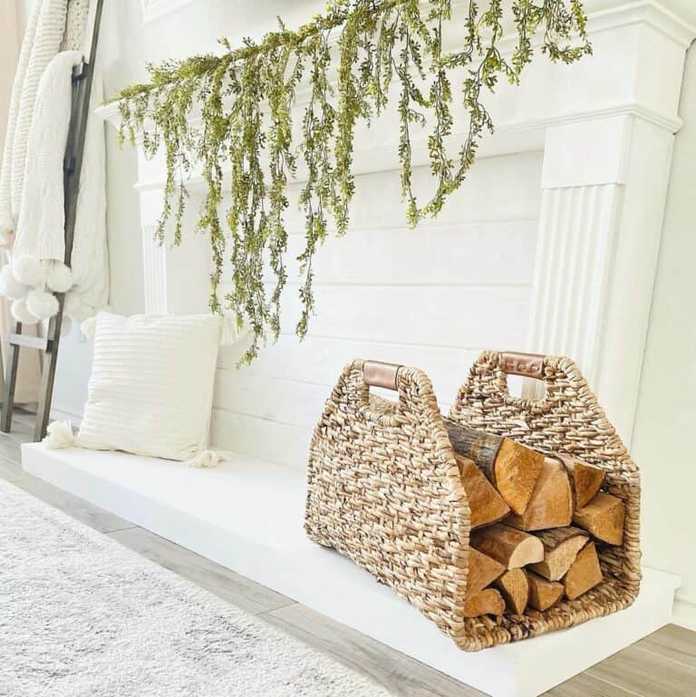 Woven Rattan Firewood Basket for a Cozy Farmhouse