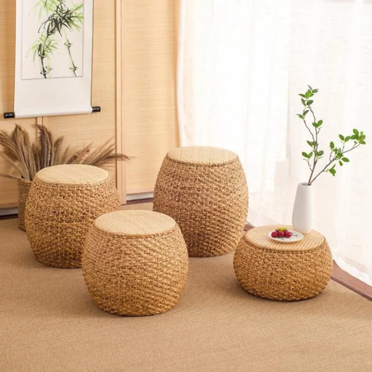 Rattan Ottoman for desert decor