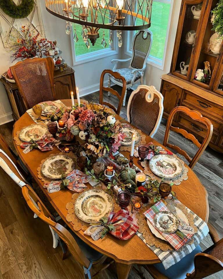Antique Farmhouse Thanksgiving Table Setting Décor