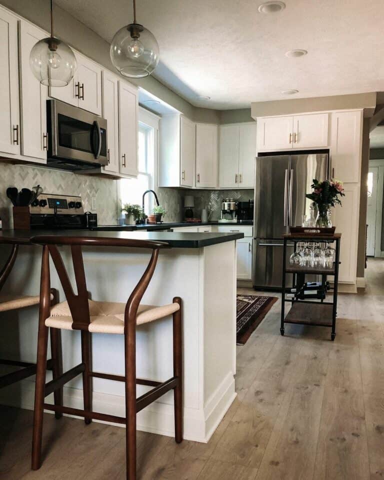 Bar Cart Incorporated Into Kitchen Décor