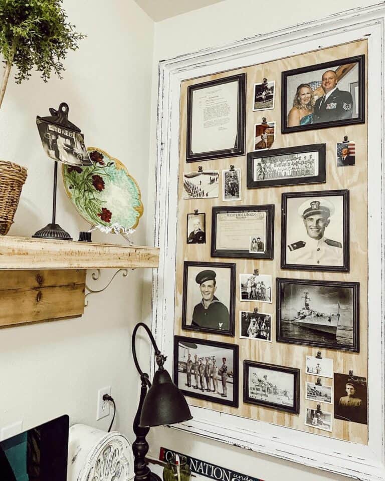 Black Frame Picture Display in Rustic White Frame