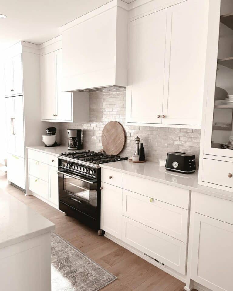 Black Range Offers Contrast to White Cabinets