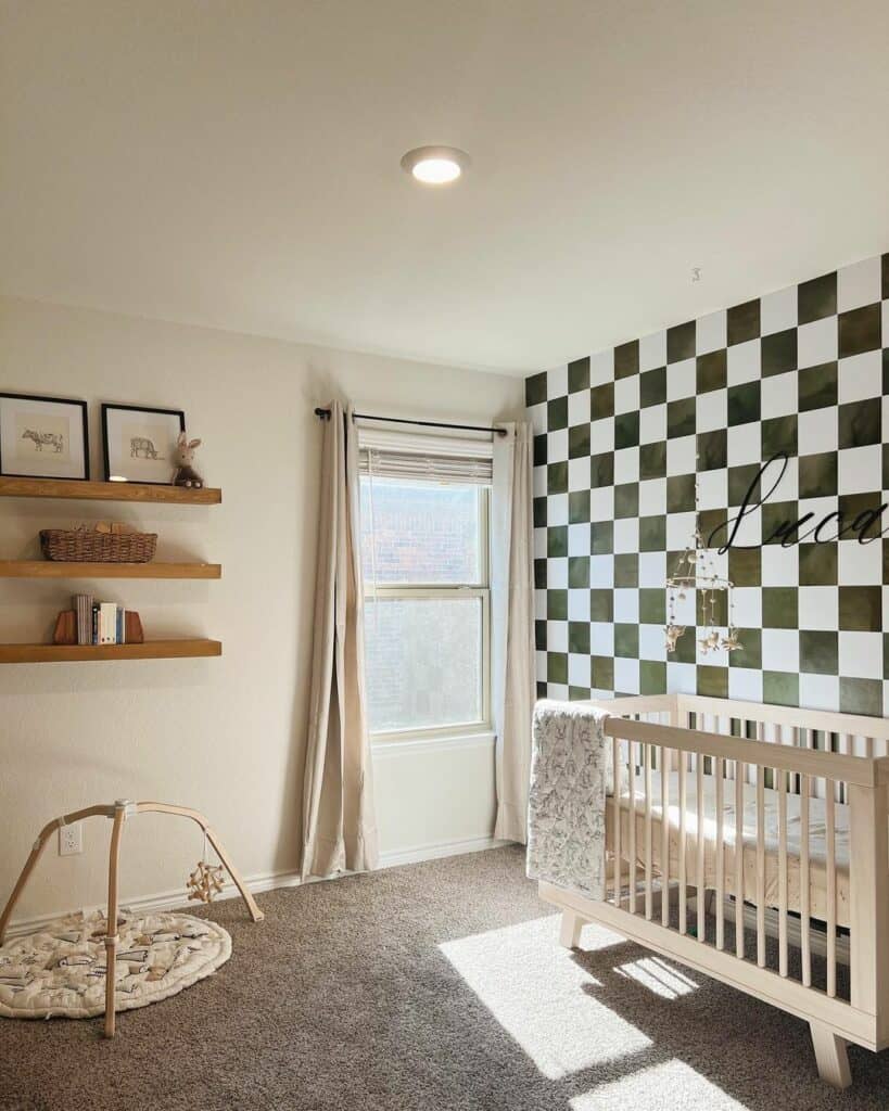 Black and White Checkered Feature Wall
