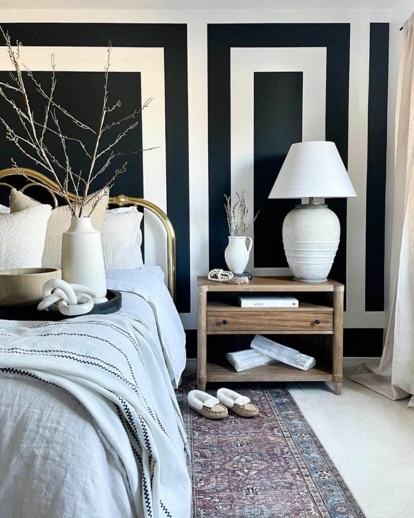 Black and White Geometric Bedroom Wall