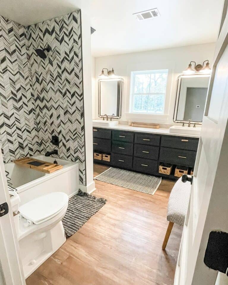 Black and White Modern Farmhouse Bathroom