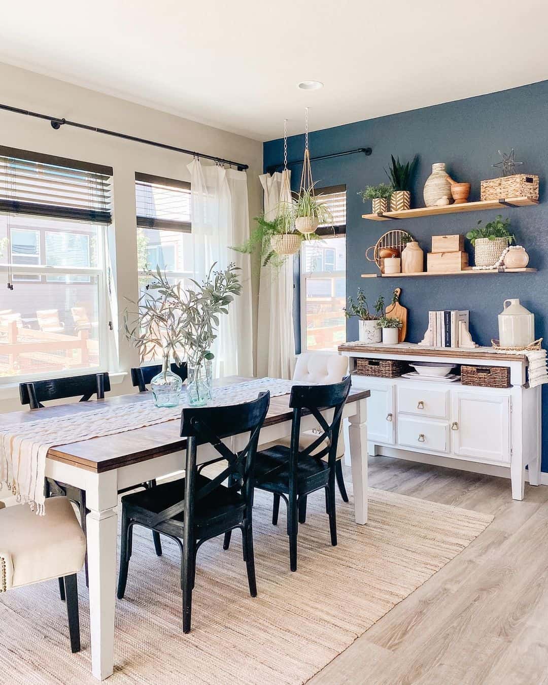 Blue Accent Wall With Farmhouse Decorations - Soul & Lane