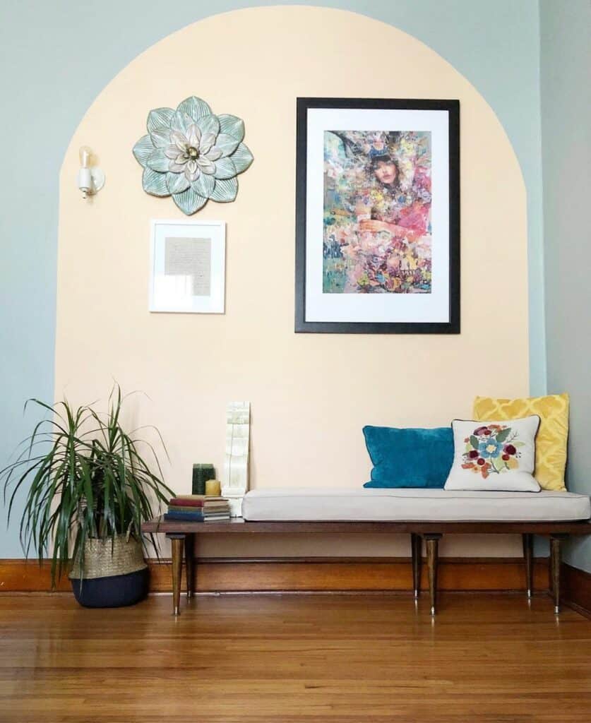 Blue and Pink Arched Accent Wall
