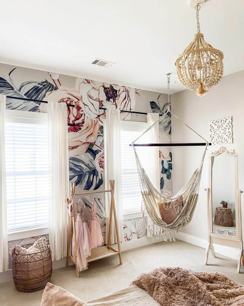 Bohemian Bedroom With Hammock Swing