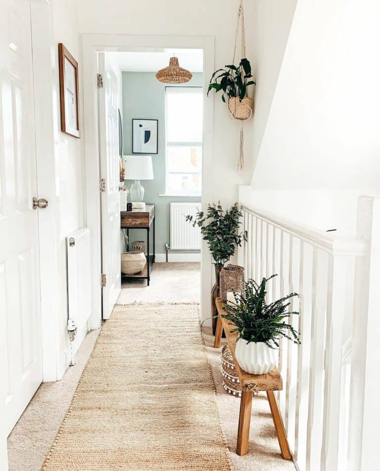 Bohemian Hallway Décor in a Bright Space