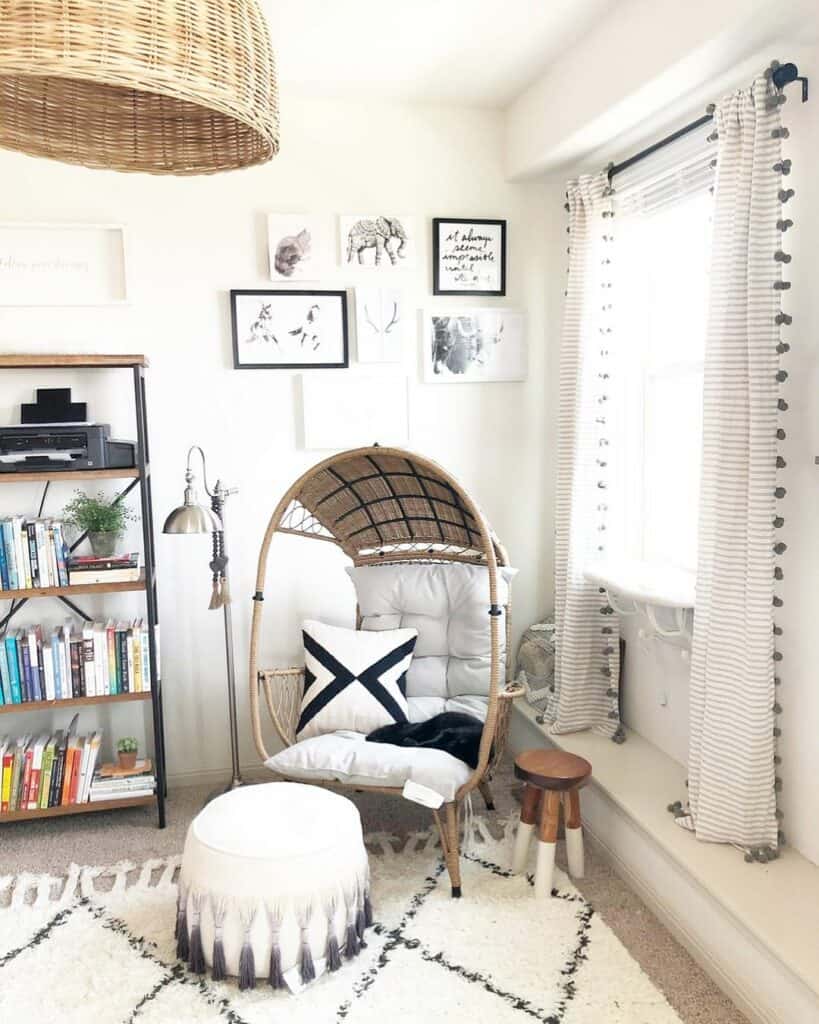 Boho Office With Rattan Chair