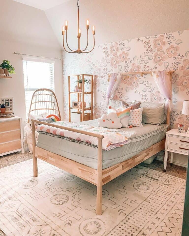 Brass Chandelier Illuminates Imaginative Bedroom