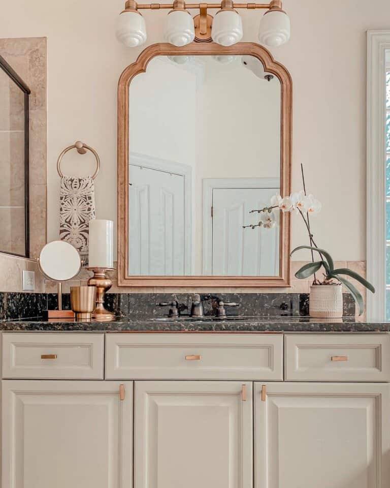 Brass Elements and Black Spotted Marble Vanity