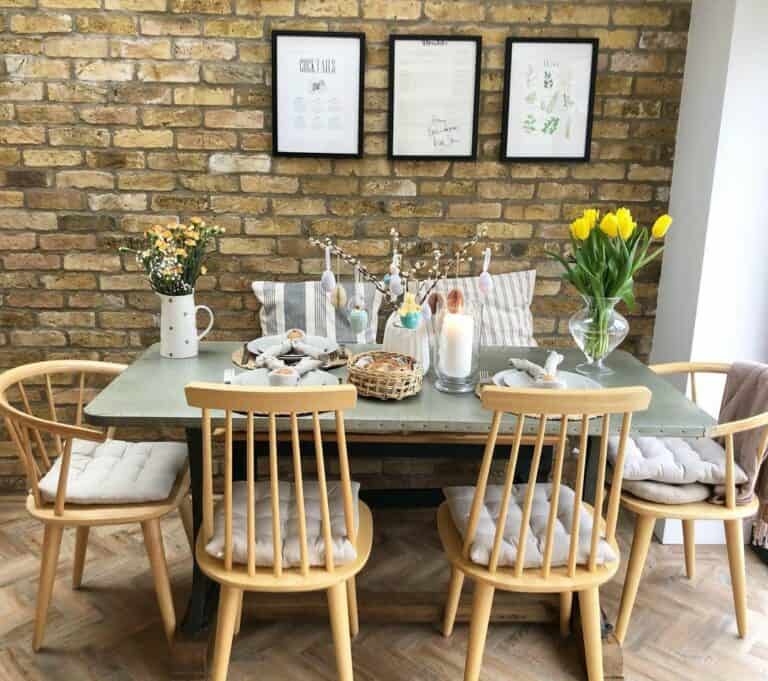 Brick Wall Provides Background for Springtime Table