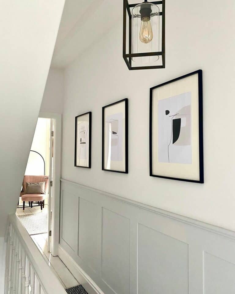 Bright Hallway With Black Accessories